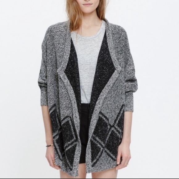 Madewell All Angles Gray & Black Open Front Cardigan Sweater Size XS/S - Picture 2 of 8